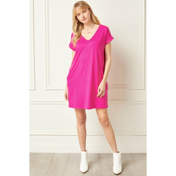 Entro Everyday Pocket Short Dress, Fuchsia - Picture 6 of 6